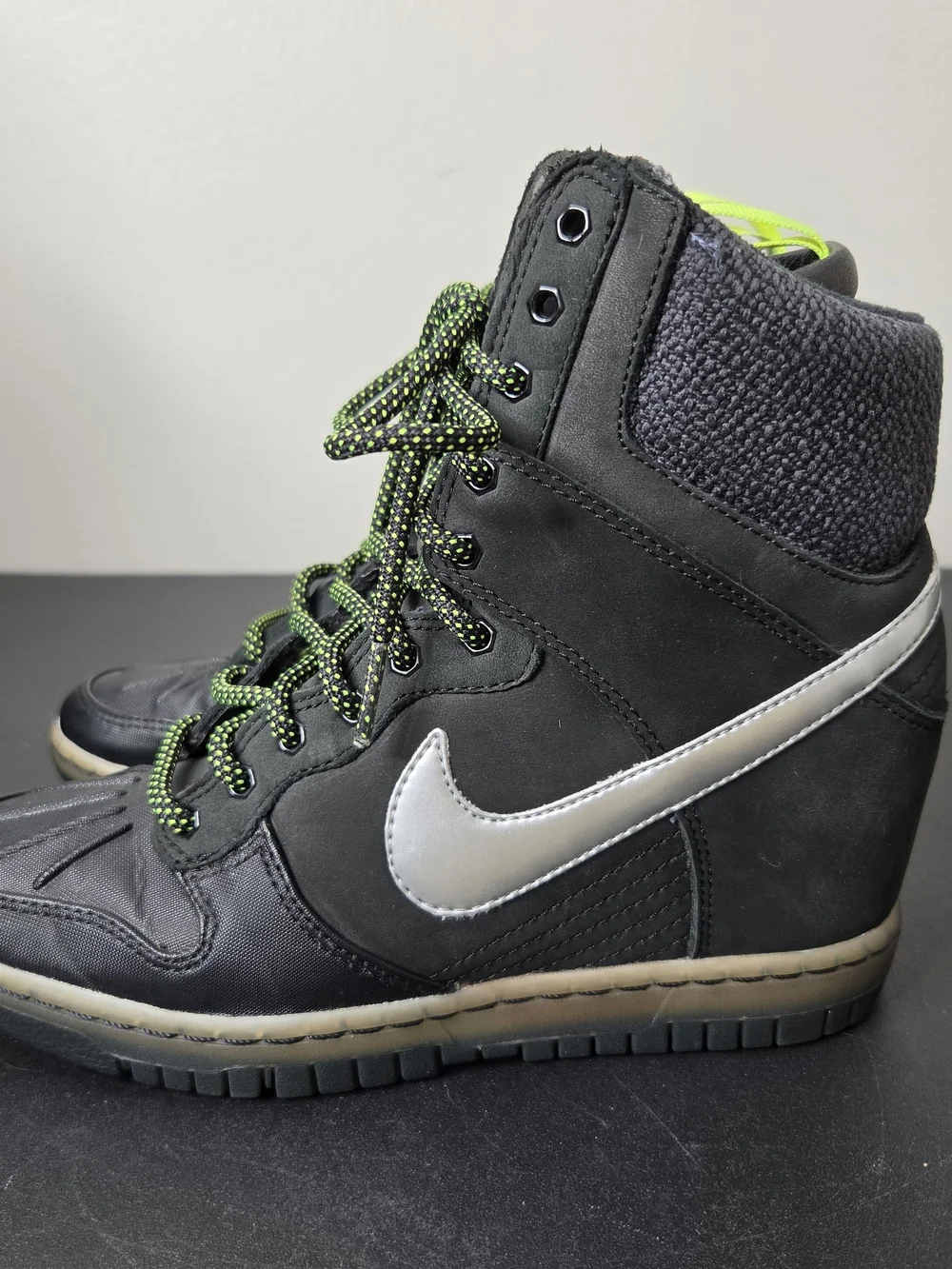 Nike Dunk Sky Hi Sneakerboot Wedge Sneakers Speckled Neon Laces